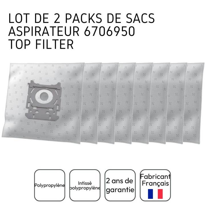 Zenker - Vente Aspirateur - Lot de 2 packs de 8 sacs aspirateur 6706950 Philips Tornado Electrolux TopFilter2