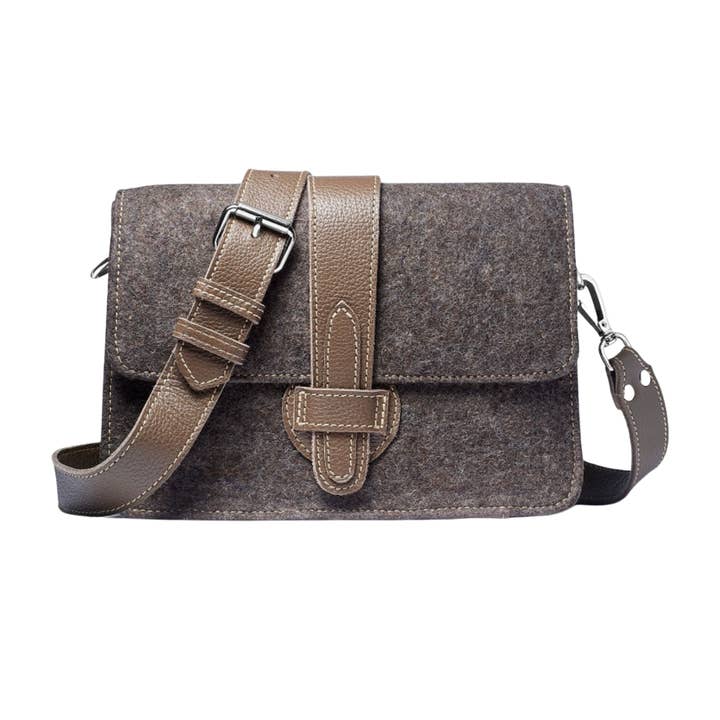 Borsa a tracolla Carrie - Misto lana grigia - Pelle grigia per la vendita all'ingrosso da parte di Modus Rio