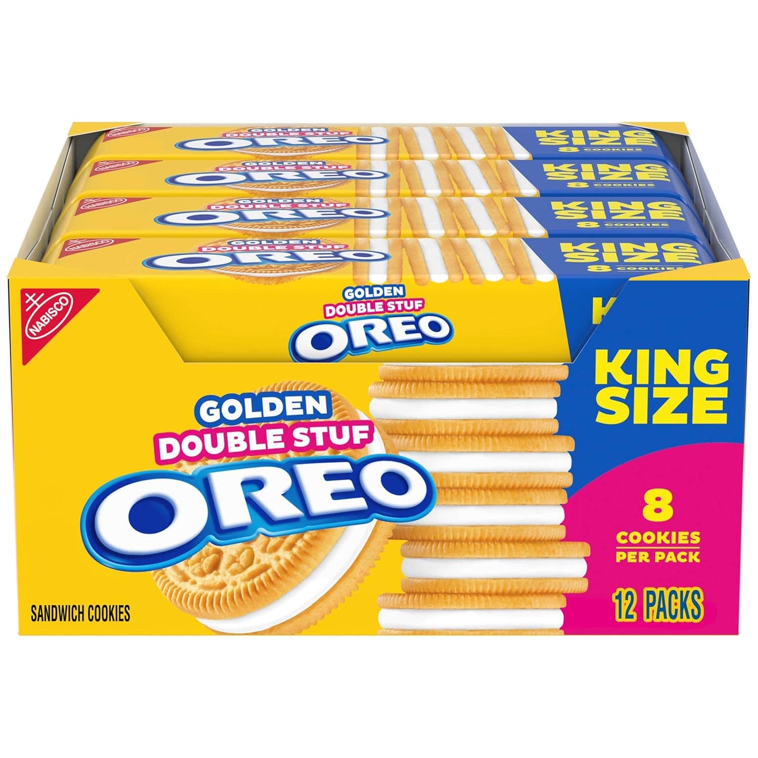 Snacky Candy - Vendita all'ingrosso Biscotti - Oreo Golden Double Stuff King Size 4,1 oz 12 confezioni1
