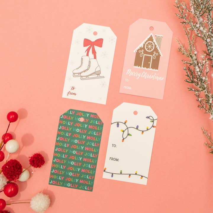 Holiday Gift Tags with Christmas Lights. Set of 8. for wholesale by ECLetters