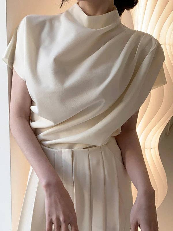 Plush Looks - Wholesale Blouse - Women's - Urban Solid Color Short Sleeve T-Shirt Top4