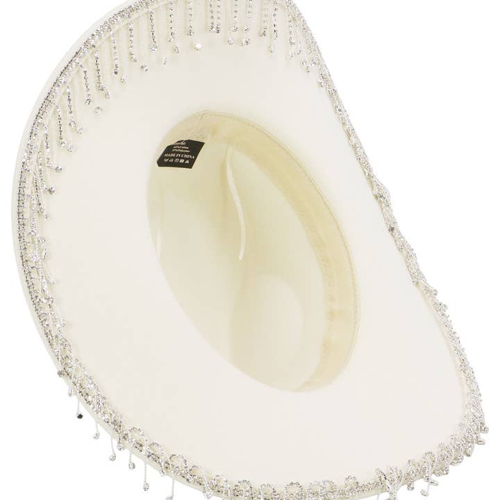 Cap Zone - Wholesale Cowboy Hat - Women's - Crystal Band Bling Rhinestone Fringe Cowgirl Ha12