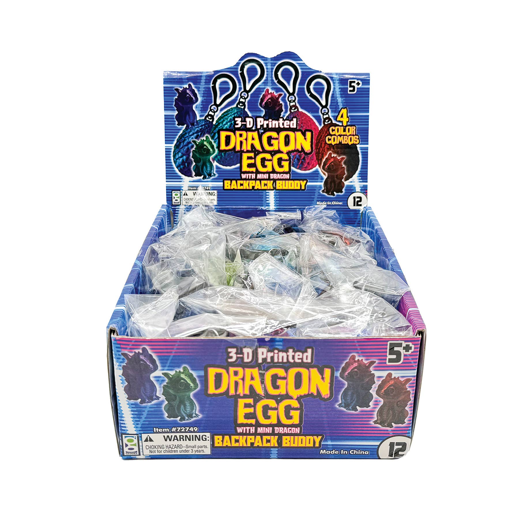 Geddes - Wholesale Keychain - Kids - 3D PRINTED DRAGON EGG W/ MINI DRAGON KEYCHAIN   12/DSP9