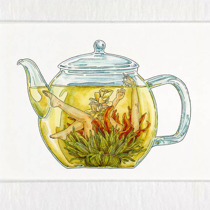 Maridad Studio - Wholesale Art Print - Blooming Flower Teapot Art Print0