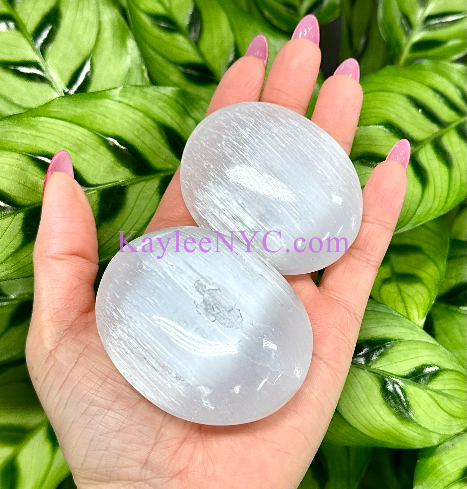 KayleeNYC - Wholesale Spiritual Stone/Crystal - Natural Selenite aka Satin Spar Palm Stones Crystal4