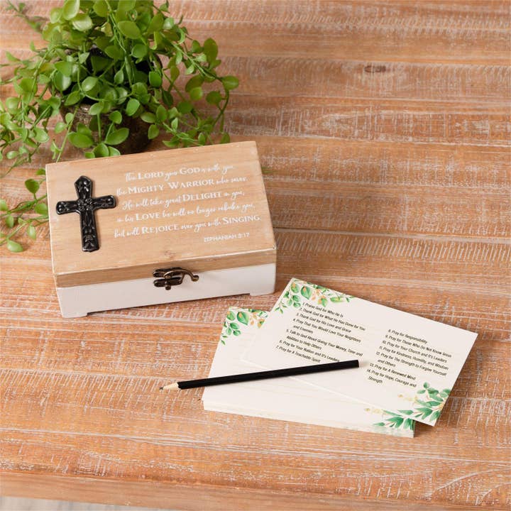 Audrey's Home & Gift - Wholesale Decorative Tabletop Object - Wooden Prayer Box And Cards (PC)