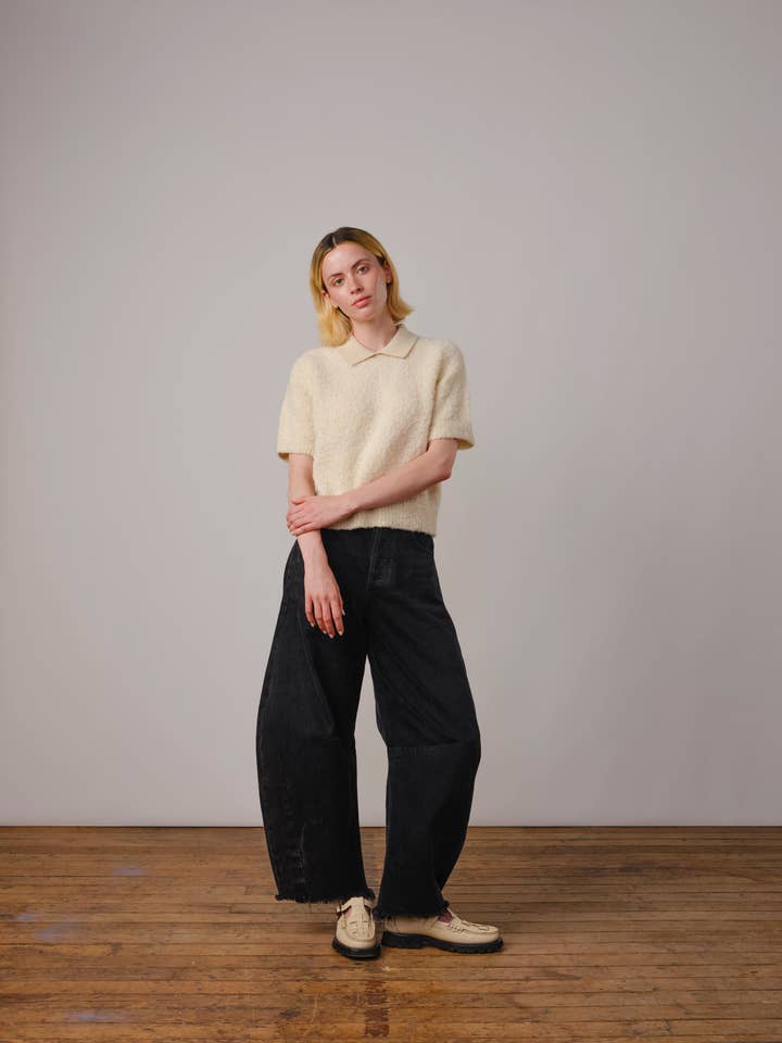 The Endery - Wholesale Polo - Women's - Ramona Bouclé Short Sleeve Polo - Calcite4