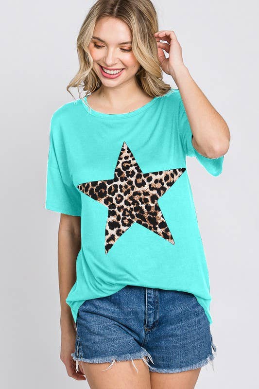 HEIMISH - Vendita all'ingrosso Tunica - Donna - ST1877-11 TOP CON STAMPA ANIMALE LEOPARDO E PATCH A STELLA9