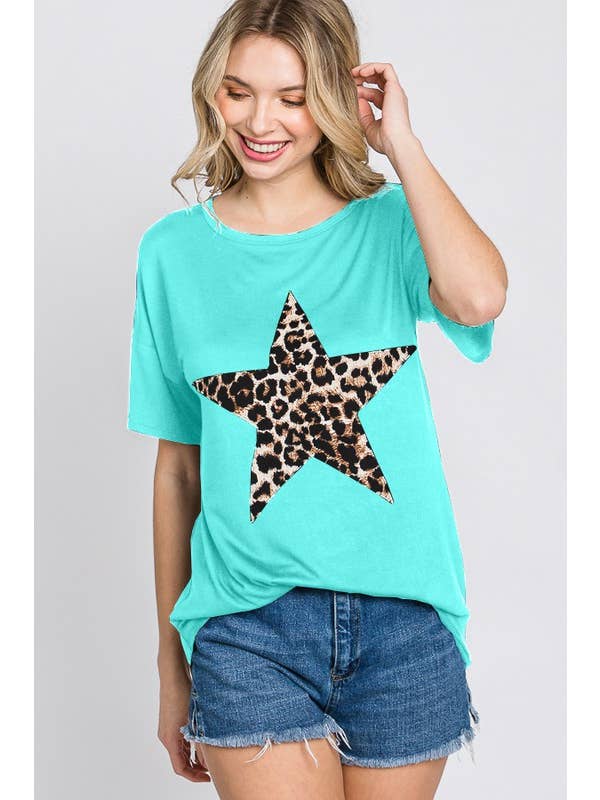 HEIMISH - Vendita all'ingrosso Tunica - Donna - ST1877-11 TOP CON STAMPA ANIMALE LEOPARDO E PATCH A STELLA9