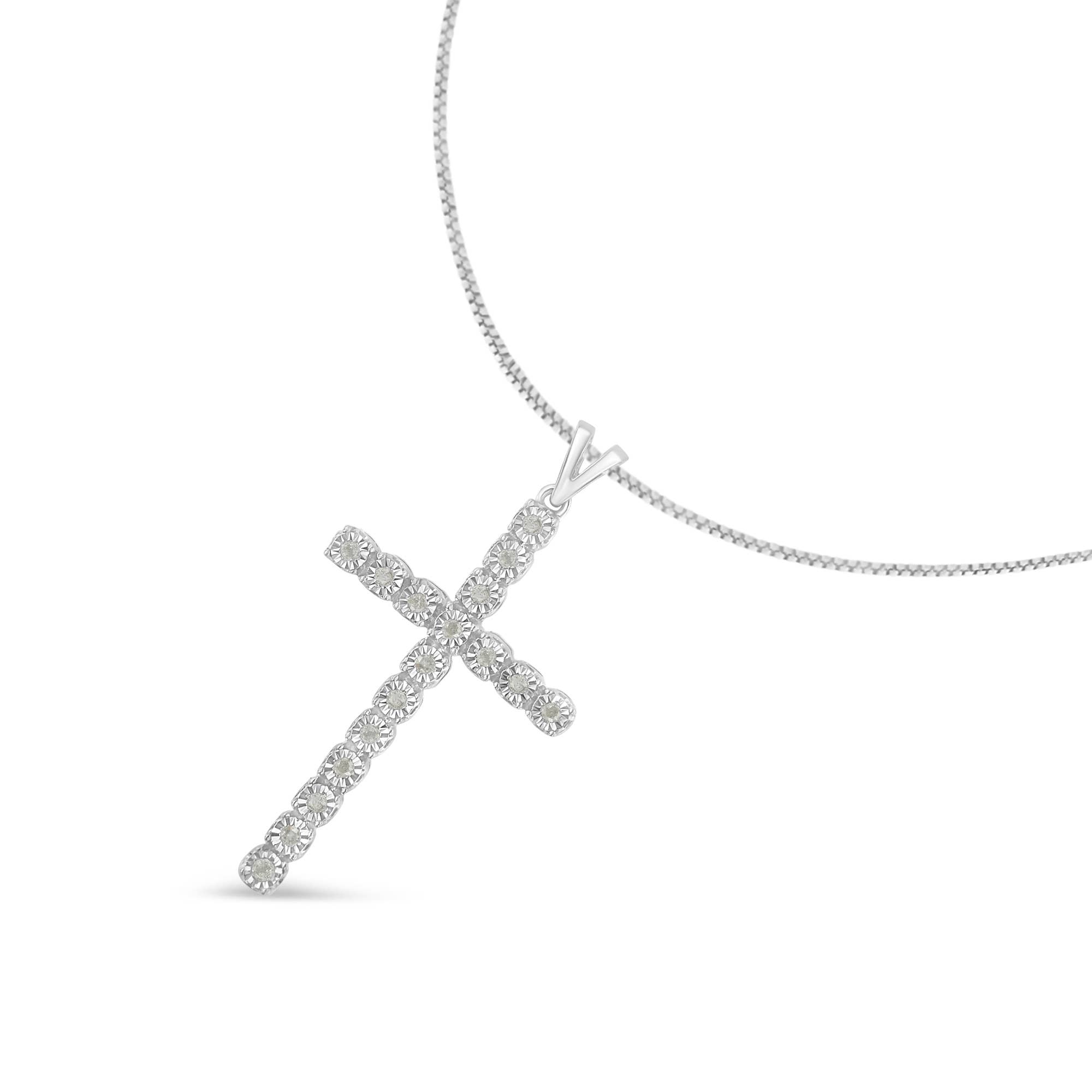 Infinite Jewels - Wholesale Pendant/Charm Necklace - Sterling Silver 1/4ct Tdw Diamond Cross Pendant Necklace2