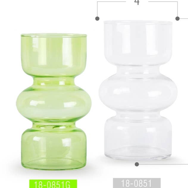 Geometric Round Glass Vase (H-7" D-4") for wholesale by Galore Home