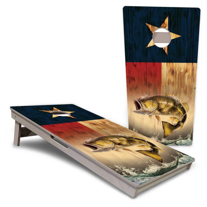 Planches de Cornhole Pro Poisson Drapeau du Texas pour la vente par Skip's Garage