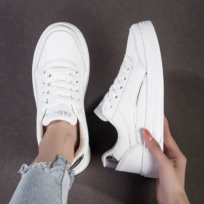 Naomi's Happy Place Shop - Wholesale Lifestyle trainers – Women′s - White shoes for women, white board shoes, anti slip flat bottom1