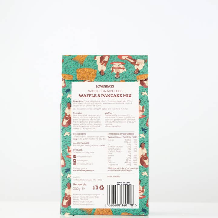 Lovegrass Ethiopia - Wholesale Pancake Mix - Teff Pancake & Waffle Mix 320g2