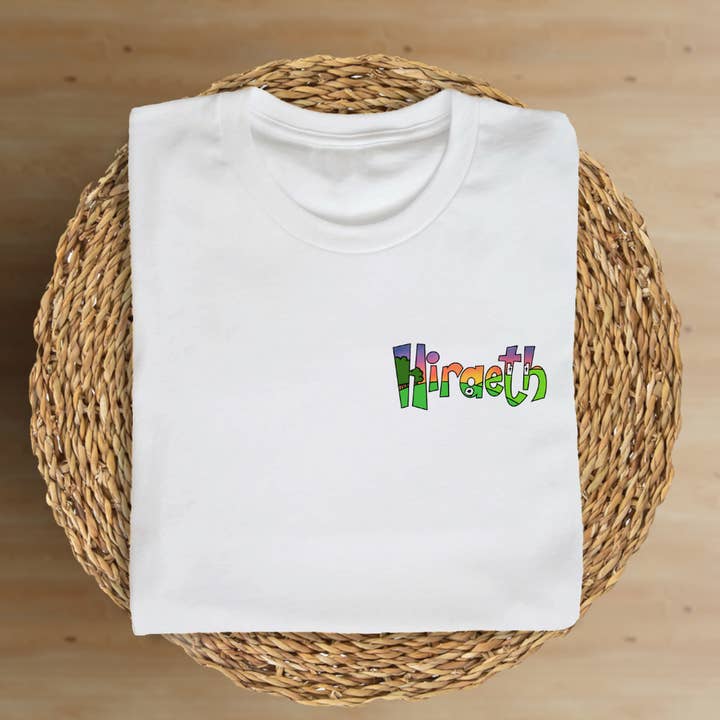 Recycled White Crewneck T-Shirt – Sunset Hiraeth Edition for wholesale by Delilah & Ewe Ltd