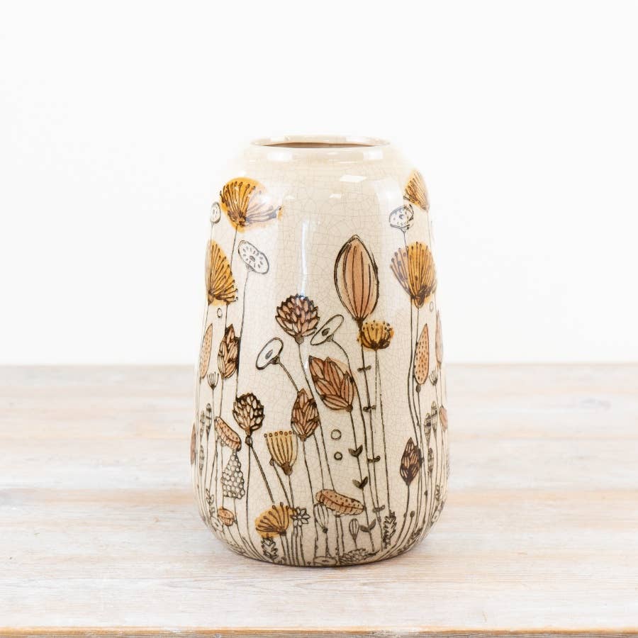 Gainsborough Giftware x Portland Living – Vaso por atacado – Vaso de Cerâmica com Design de Flores, 25,5cm