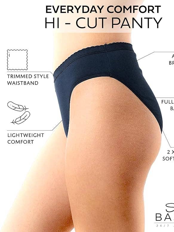 Cuecas de biquíni femininas 100% algodão com corte alto, 12 e 18 unidades por atacado de I-Wear Brands