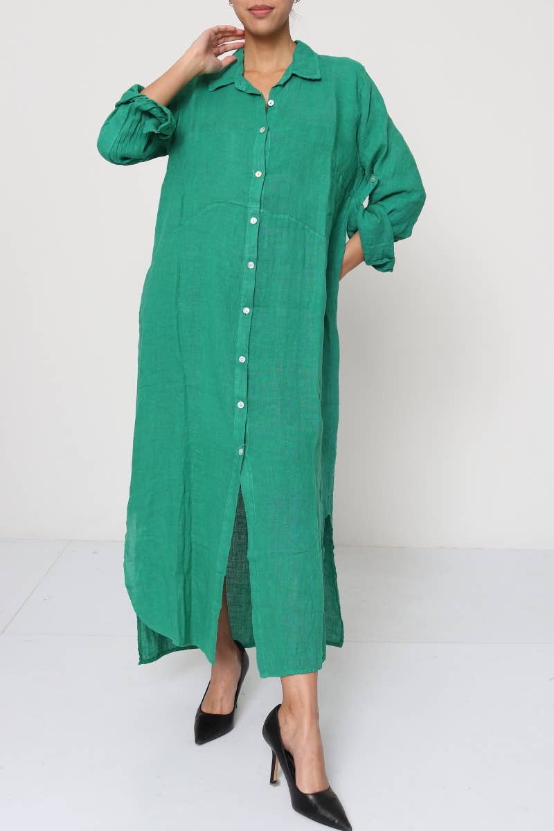 LÉA & LUC - Wholesale Dress - Women's - Long shirt dresses in 100% Linen REF. 148439