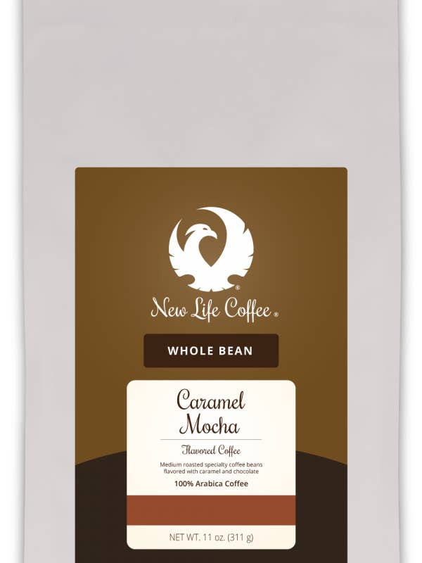Haricot entier au caramel moka, sachet de 30 oz pour la vente par New Life Coffee