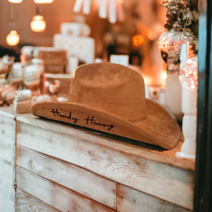 Wild Indigo - Wholesale Cowboy Hat - Women's - Howdy Honey Burnt Cowboy Hat