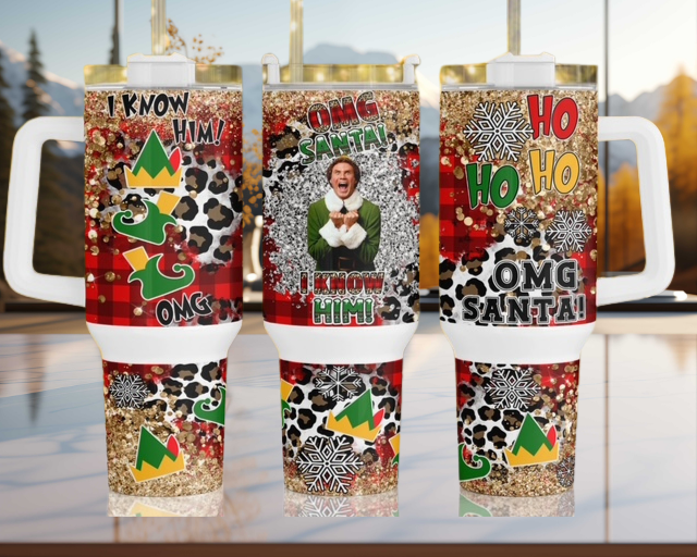 KB & Co. - Vente Gourde/bouteille isotherme - Motif de guépard de Noël en forme de lutin - Gobelet 40 oz   1