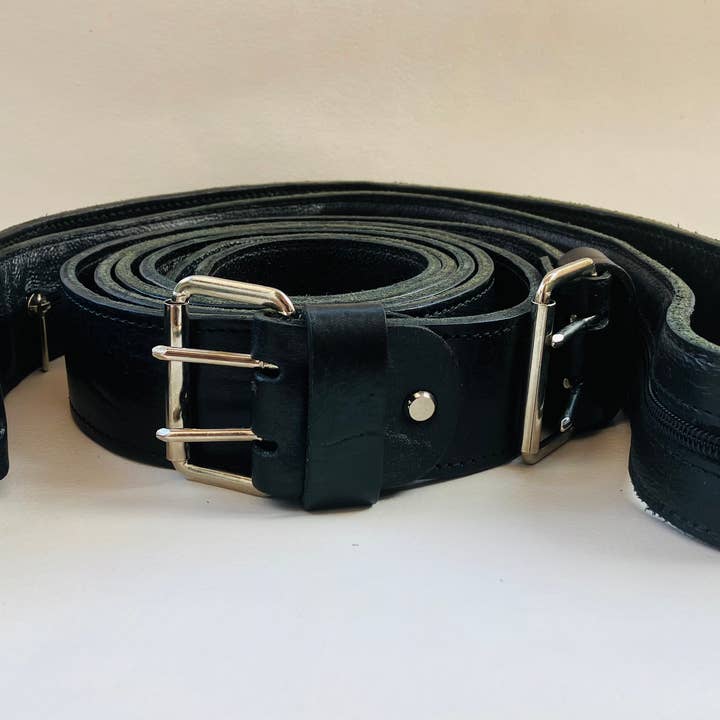 Black Money Belt, Security Belt, Leather Travel Belt for wholesale on Faire3