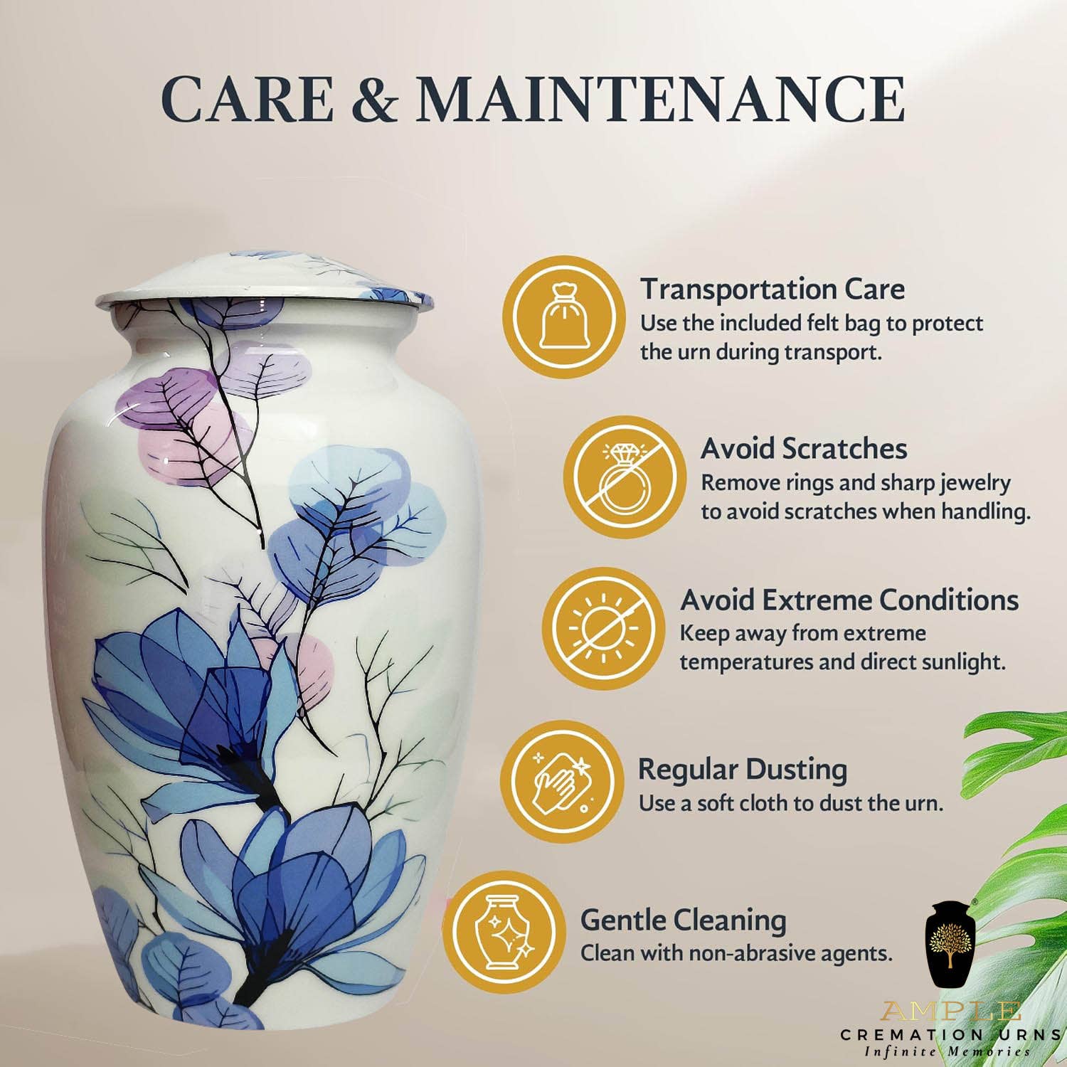 Ample Cremation Urns - Vendita all'ingrosso Urne - Urna Ricordo Albero della Vita in Oro per Ceneri4