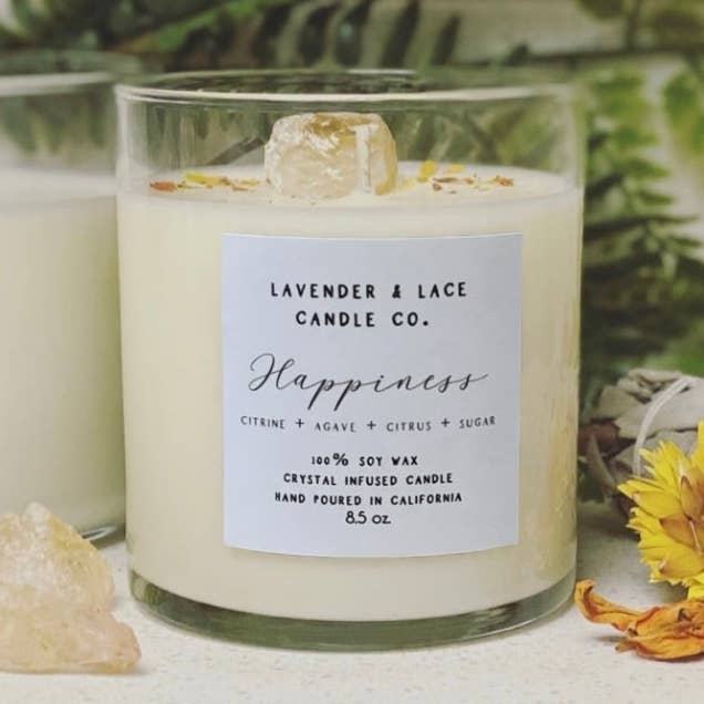 Happiness Crystal kaars voor wholesale door Lavender & Lace Candle Co