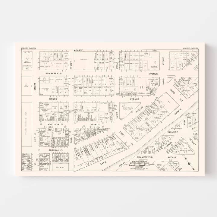 Ted's Vintage Art - Wholesale Map - Vintage Map of Asbury Park, NJ Business Section 19472