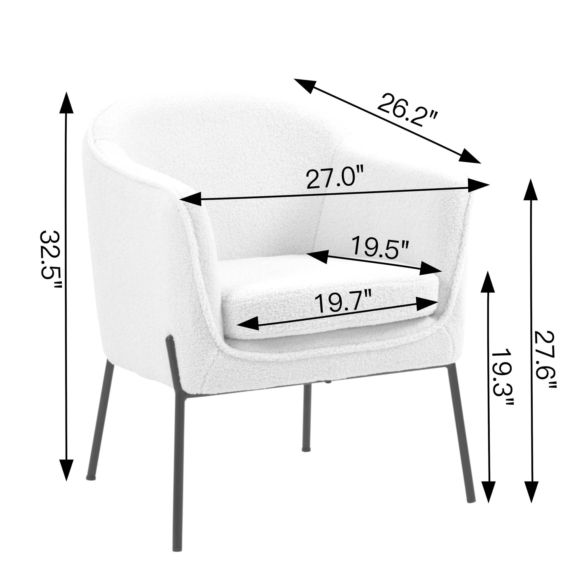 Glamour Home - Wholesale Chair - Ayame Beige Boucle Accent Chair with Black Iron Legs5