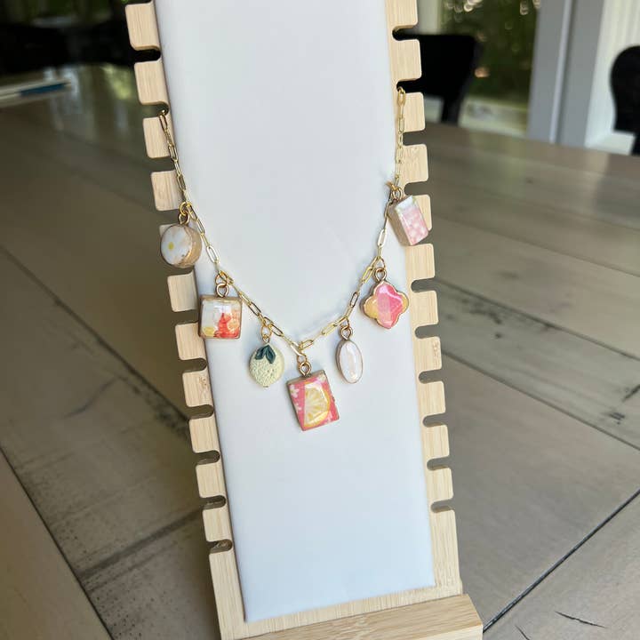 Morning Dew Designs - Wholesale Pendant/Charm Necklace - Pink Lemonade Themed Polymer Clay Charm Necklace1