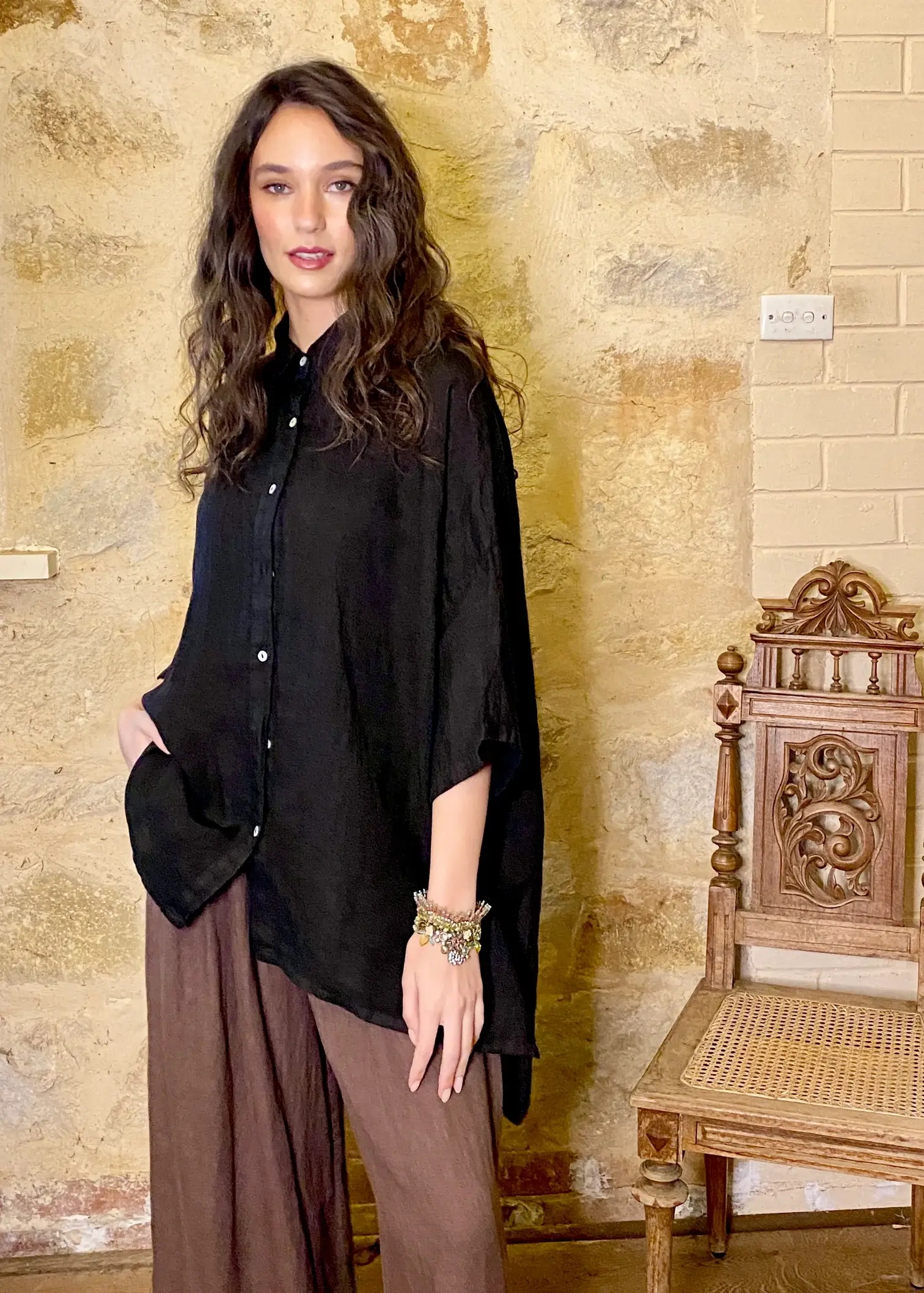 Miss Rose Sister Violet - Wholesale Button Down Shirt - Women's - WOMEN'S - Teddy Linen Shirt26