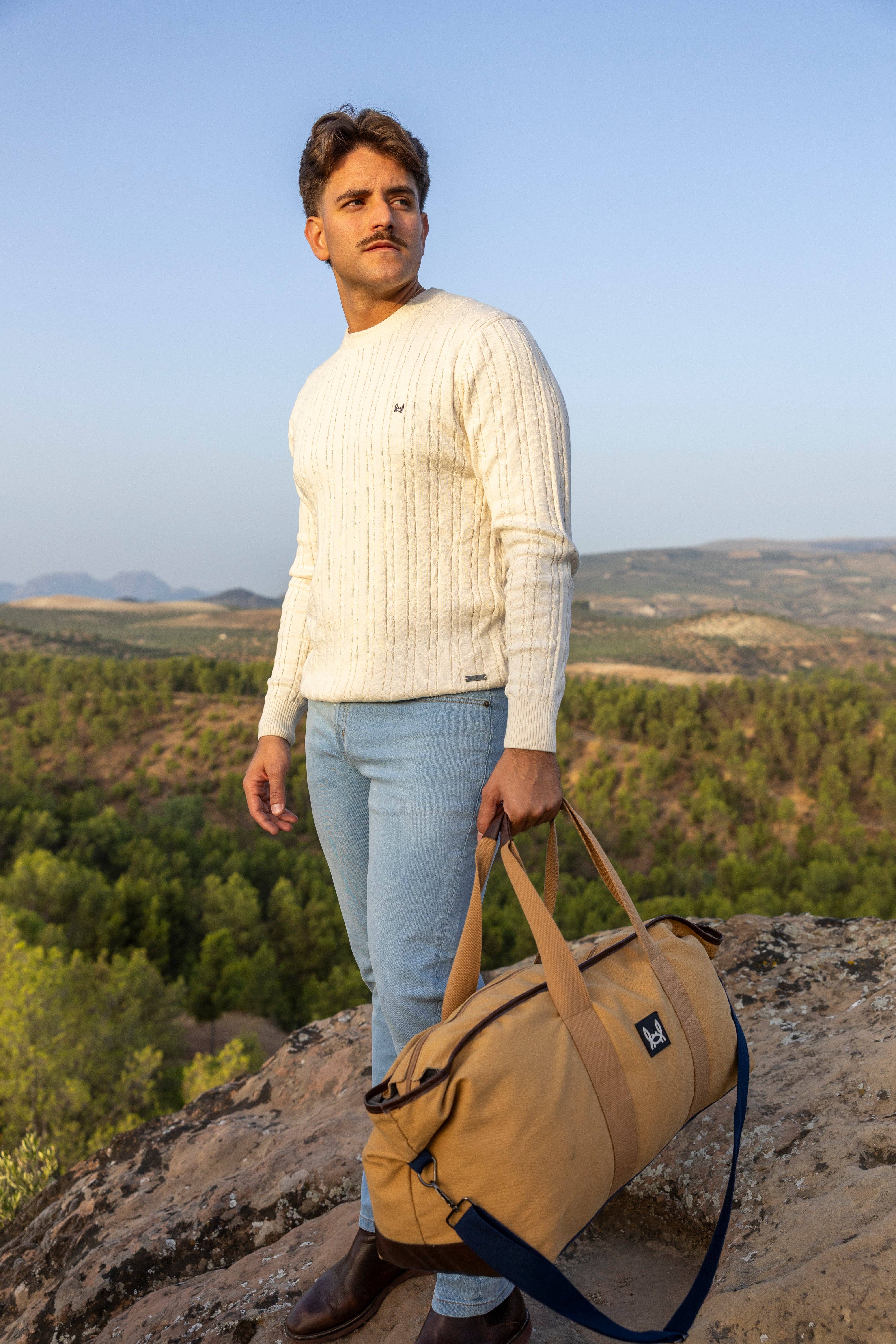 Custi Mikelo: Men's Clothing & Christmas Gifts - Wholesale Knit Sweater - Men's - Beige Cable Knit Sweater2