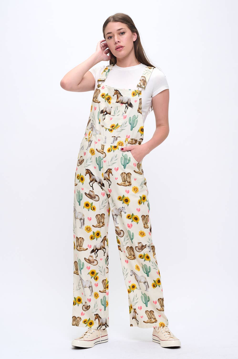 SM WARDROBE - Wholesale Overalls - Women's - WILD WEST COWBOY FLORAL PRINT OVERALLS4