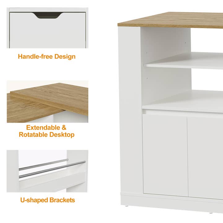 Heynemo - Wholesale Kitchen Storage/Organizer - Kitchen Island with Storage, Extendable & Rotatable Kitchen 2