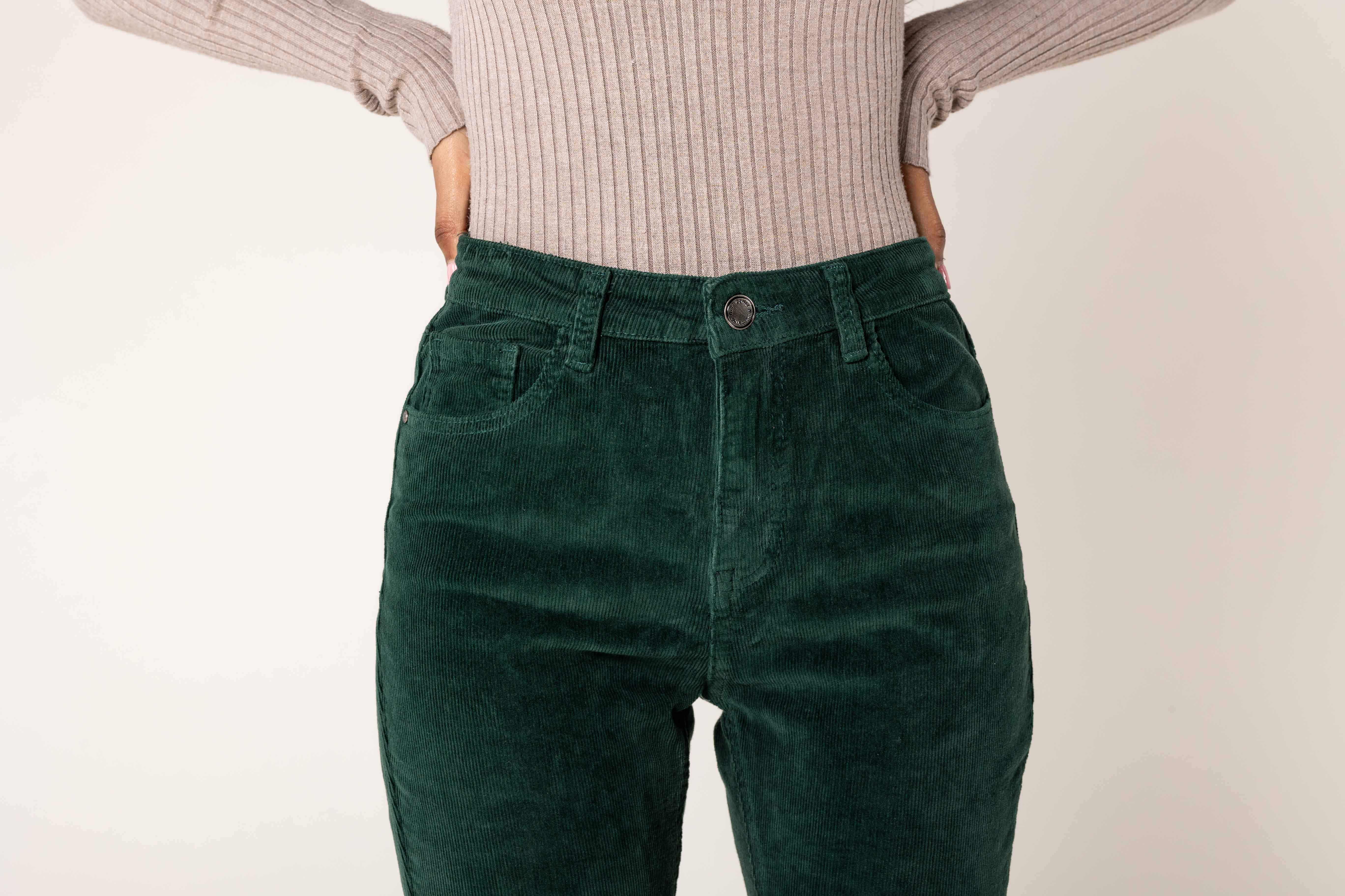 Nina Carter - Wholesale Pants - Women's - Bootcut High Waist Corduroy Back to School J22129