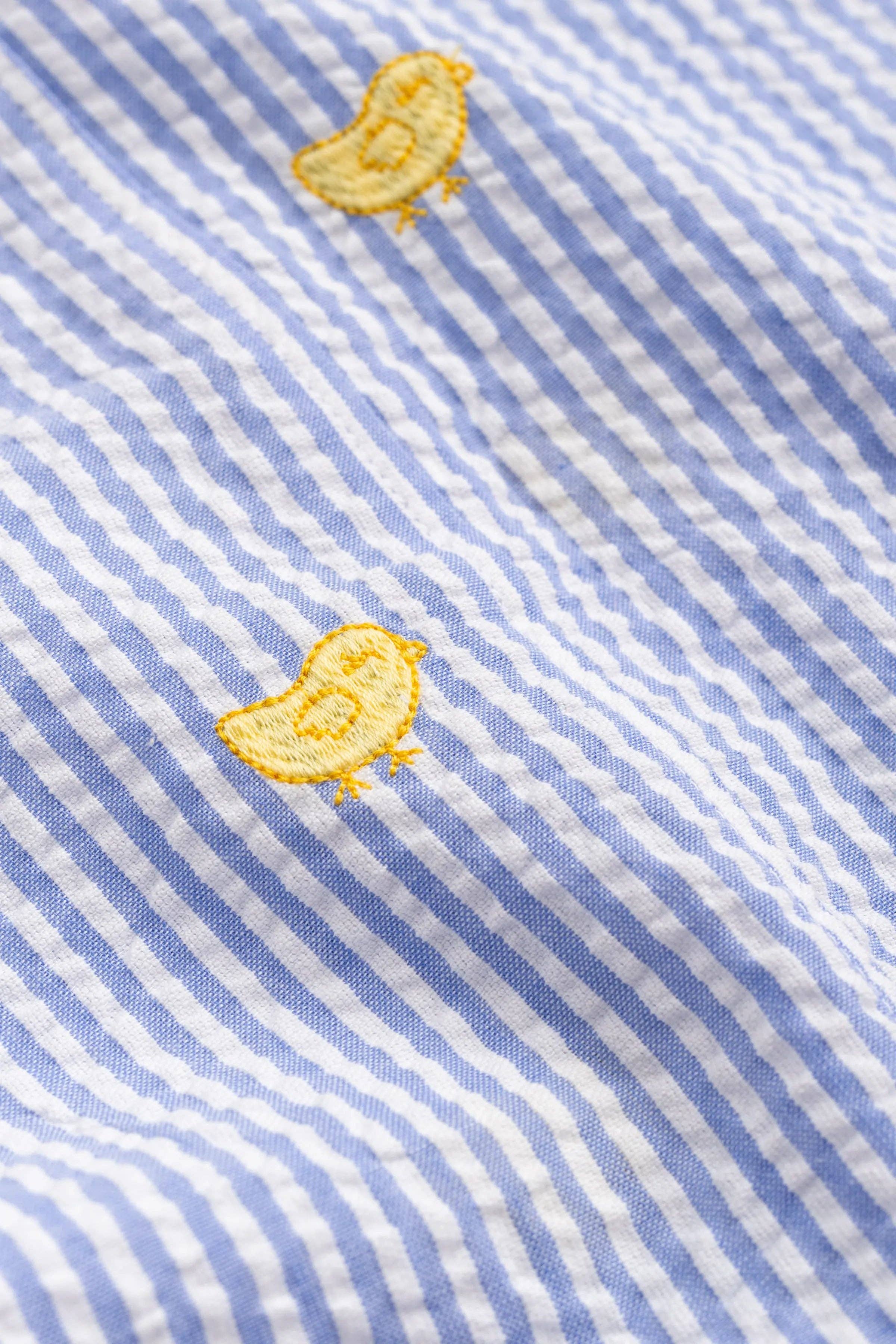 Monica + Andy - Vendita all'ingrosso Tutina - Neonati - Oxford Romper_Ricamato con Pulcini3