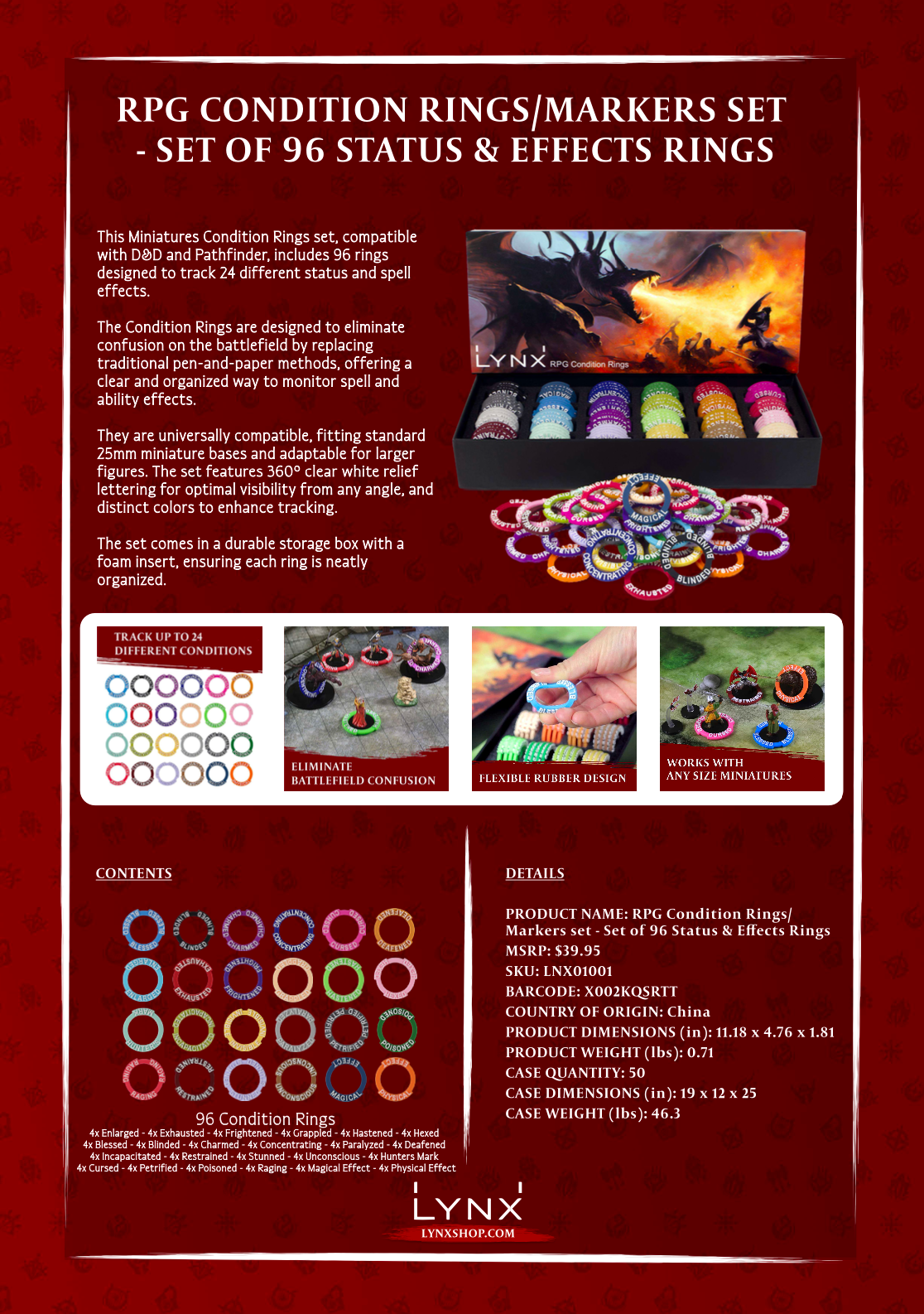 QMDirect - Wholesale Board Game - RPG Condition Rings/Markers set - Set of 96 Status & Effects Rings6