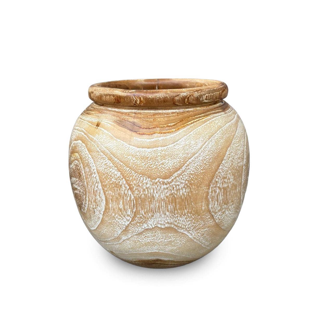 Style In Form - Wholesale Vase - Natura Basi Vase Short - White Wash Teak