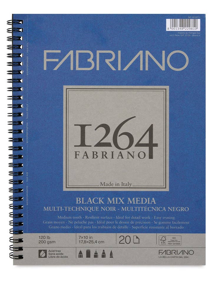 Fabriano 1264 Black Mixed Media Pad for wholesale by Chartpak, Inc.