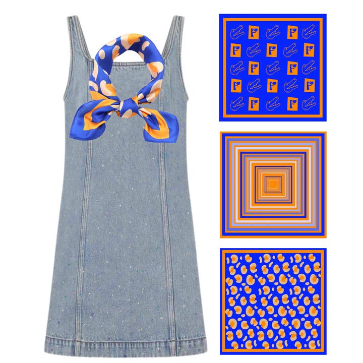 Bandana Sciarpa Gameday Arancione e Blu (3 STAMPE) per la vendita all'ingrosso da parte di ALMA-MATER COLLECTION