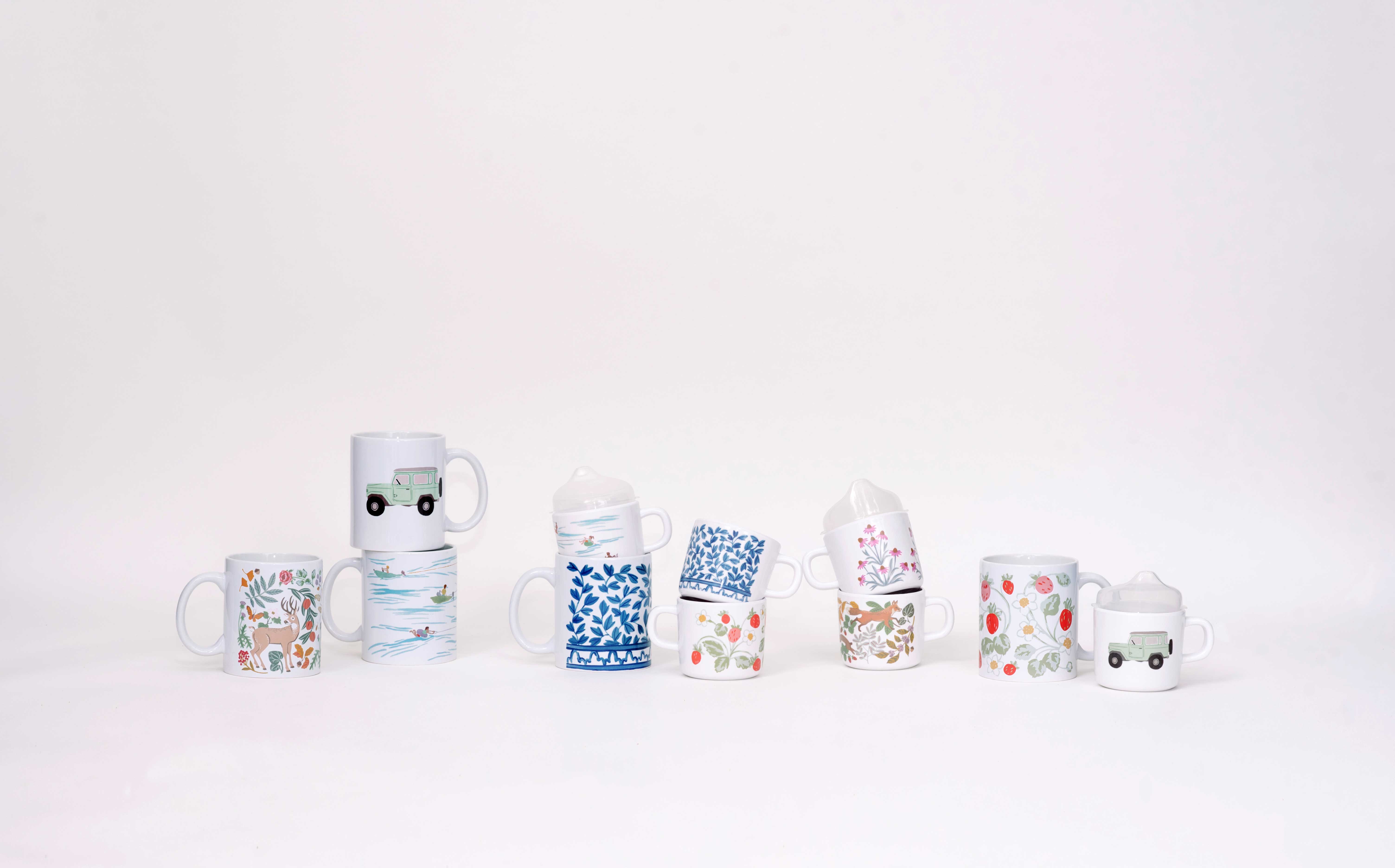 Helmsie - Vente Tasse à café/thé - Set de tasses assorties Maman et Moi bleu et blanc6