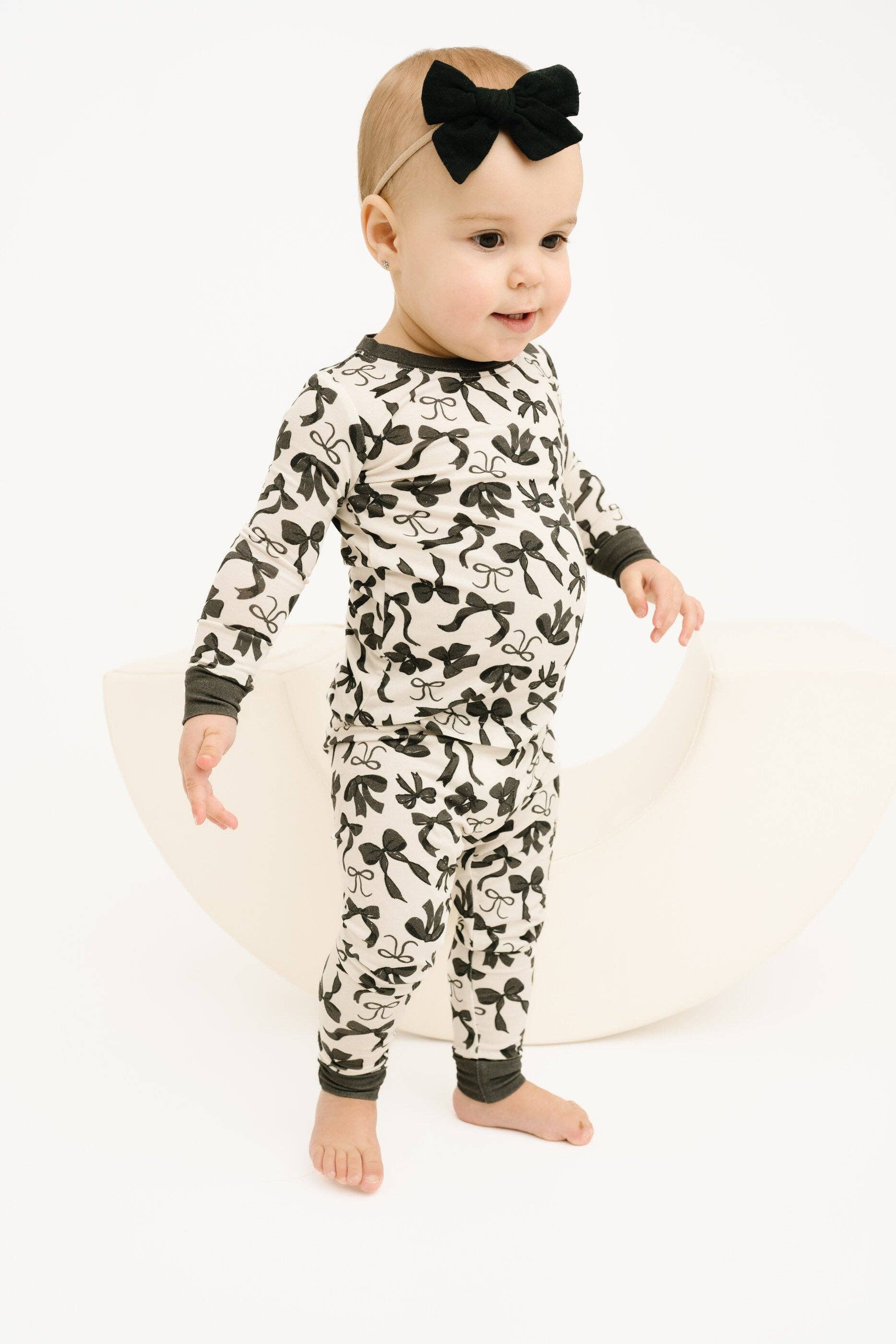 Little One Shop - Wholesale Sleepwear Set - Kids - Monochrome Bows Bamboo Set7