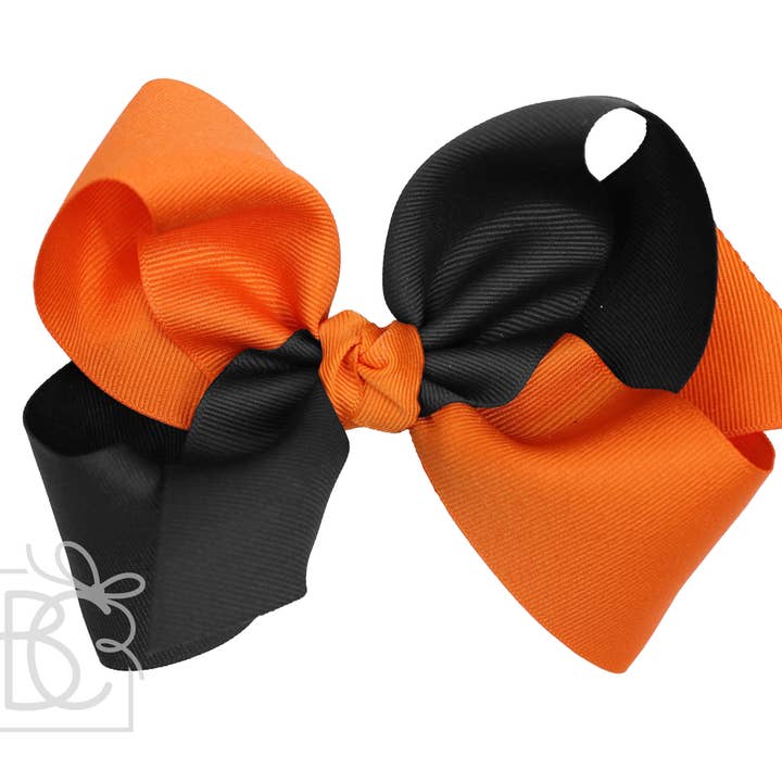 Krydset Grosgrain Sløjfe (Orange & Sort) for engroshandel hos Beyond Creations, LLC