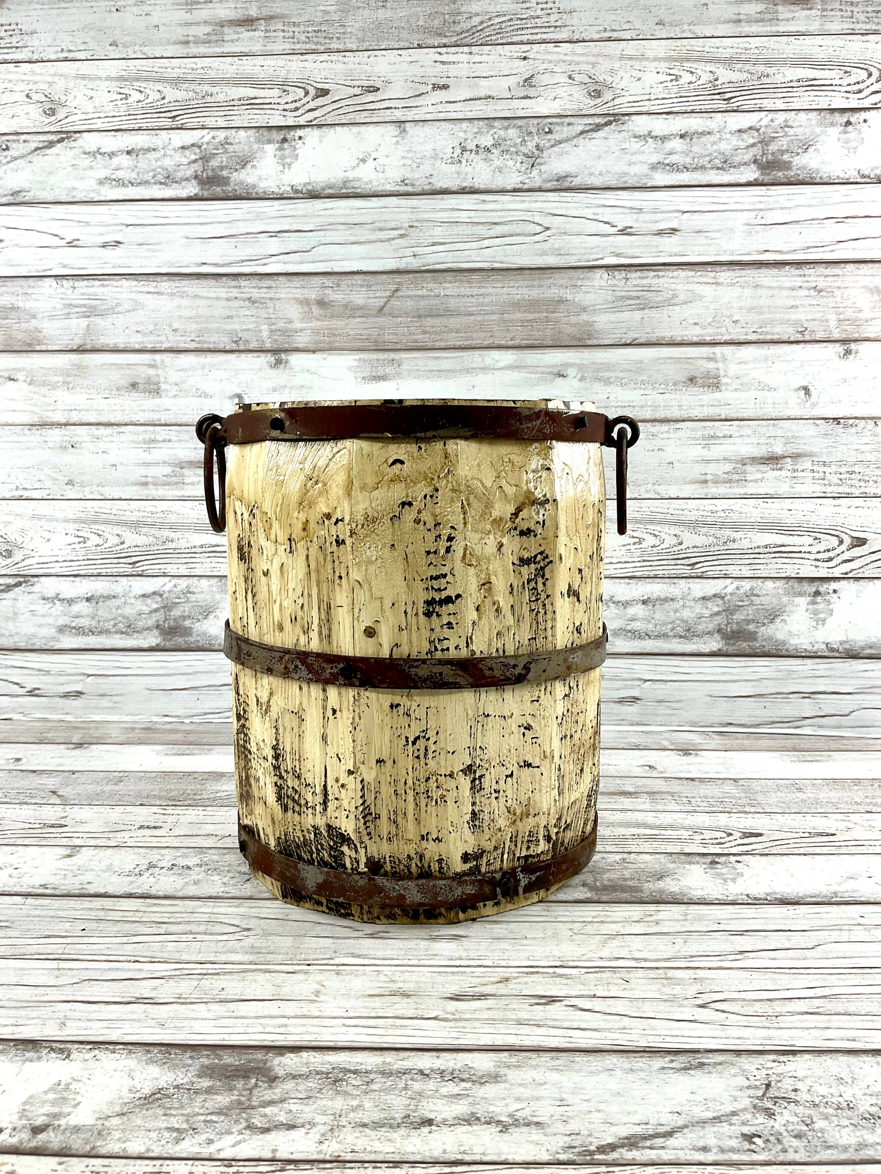 VALENTINA IMPORTS INC - Wholesale Decorative Tabletop Object - Rustic Vintage Wood & Metal Barrel * Small Edition2