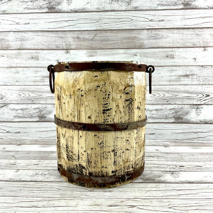 VALENTINA IMPORTS INC - Wholesale Decorative Tabletop Object - Rustic Vintage Wood & Metal Barrel * Small Edition2