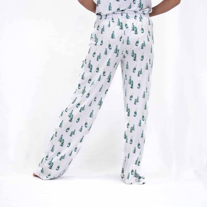 The Royal Standard - Wholesale Sleepwear Bottom - Women's - Christmas Cheers Sleep Pants White/Spruce/Light Pink -Asst.