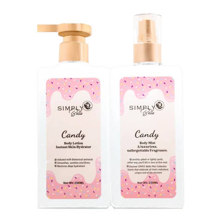 PINEAPPLE Beauty - Wholesale Body Cream/Lotion - Simply Bella SLBM004 Candy Body Lotion & Body Mist Set - 4