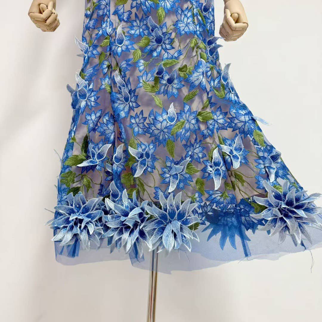 Productseeker - Vente Robe – femme - Robe d'été élégante en maille avec broderie 3D et bustier tube8