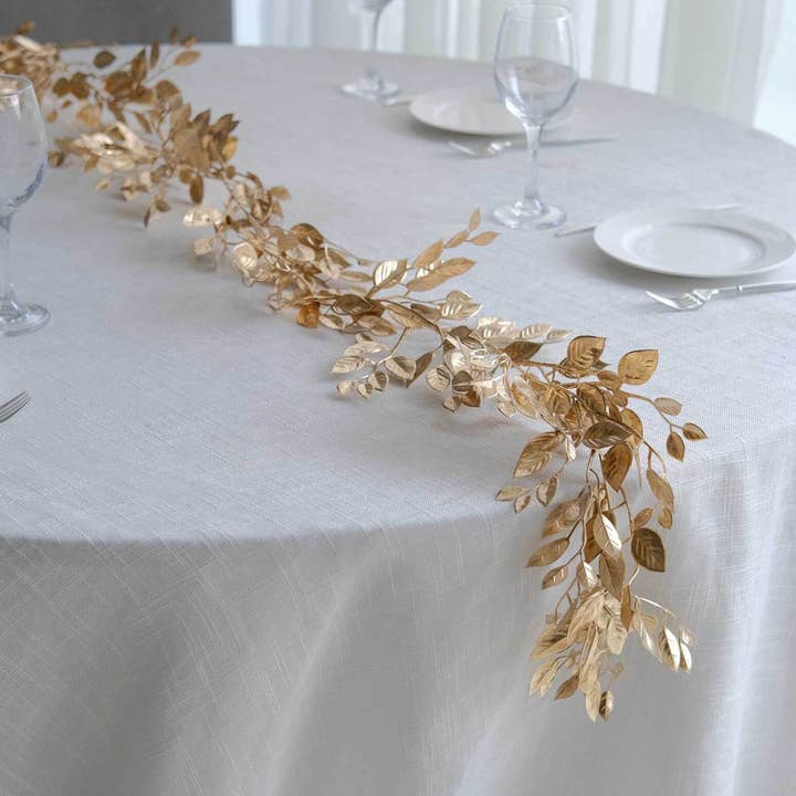 Elan Bazaar - Wholesale Bunting/Garland - 6 FT. Gold Magnolia Leaf Garland Faux Metallic Magnolia3